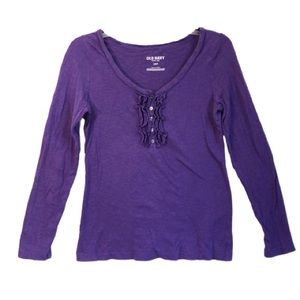 Old Navy Purple Ruffle Front Long Sleeve T-Shirt